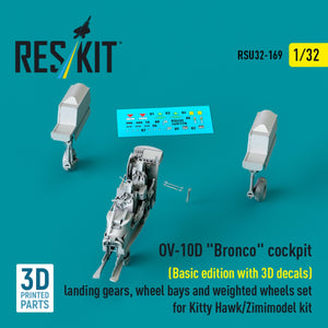 RESKIT RSU32-0169 Cockpit OV-10D « Bronco » (Édition de base avec décalcomanies 3D), train d&amp;#39;atterrissage, puits de roues et jeu de roues lestées pour maquette Kitty Hawk/Zimimodel (Impression 3D) 1/32 – image 3