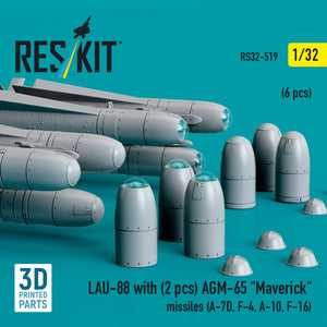 RESKIT RS32-0519 LAU-88 avec (2 pcs) missiles AGM-65 « Maverick » (6 pcs) (Impression 3D) 1/32 – imagen 3