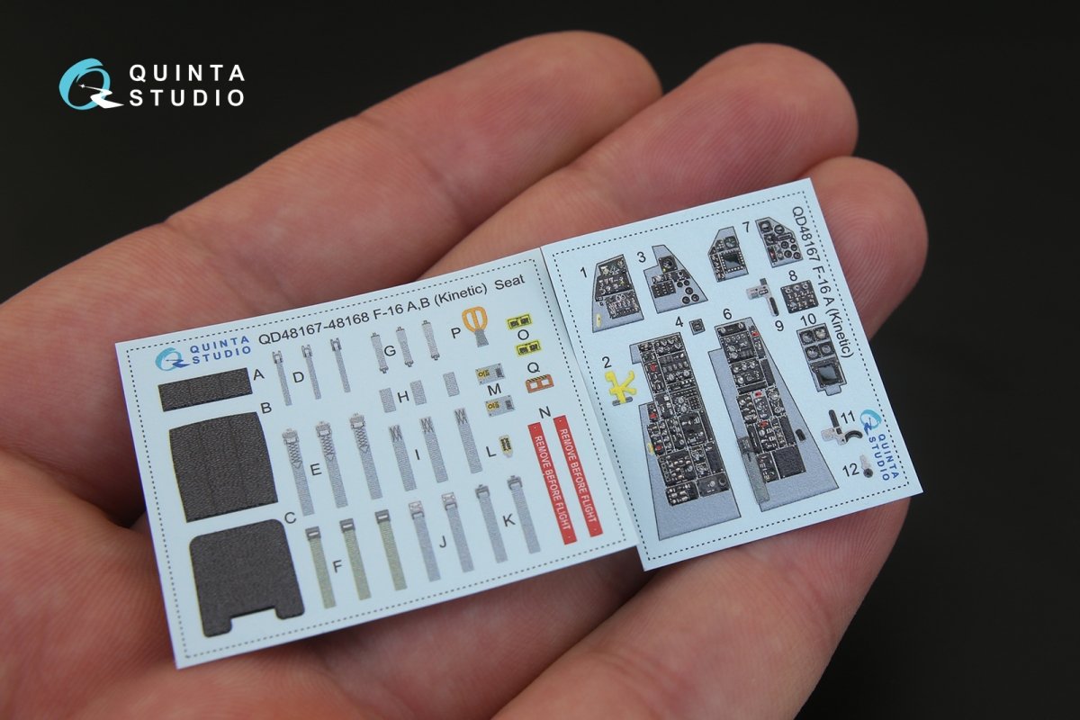 Intérieur imprimé en 3D et coloré sur papier décalcomanie Quinta Studio QD48167 F-16A (pour kit Kinetic) 1/48 – immagine 2