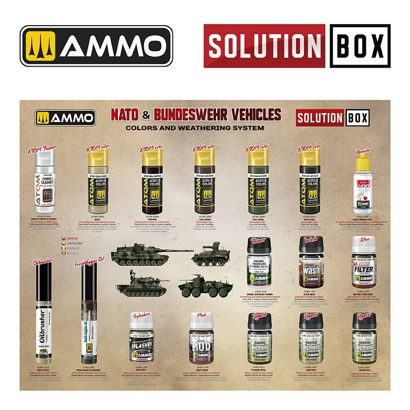 AMMO de Mig Jimenez 7731 SOLUTION BOX 26 – Véhicules OTAN et Bundeswehr - Système de couleurs et de vieillissement – imagen 3
