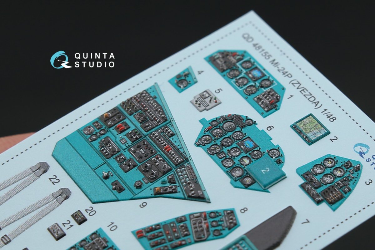 Intérieur imprimé en 3D et coloré sur papier décalcomanie Quinta Studio QD48155 Mi-24P (pour kit Zvezda) 1/48 – image 3