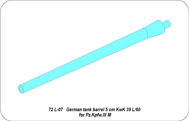 Aber 72L-07 Lufa 5 cm KwK 39 L/60 do czołgu Panzer III M / German tank barrel 5cm KwK 39 L/60 for Pz.Kpfw. III M 1/72 – zdjęcie 4