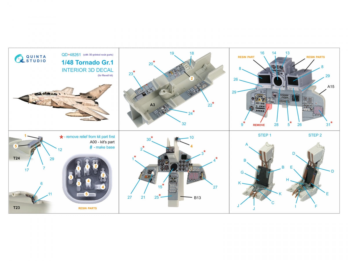 Intérieur imprimé en 3D et coloré sur papier décalcomanie (Revell) pour le Tornado GR.1 de Quinta Studio QD+48261 (avec pièces en résine imprimées en 3D) à l&amp;#39;échelle 1/48. – immagine 2