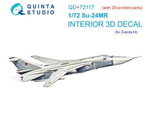 Quinta Studio QD+72117 Su-24MR Intérieur coloré imprimé en 3D sur papier décalcomanie (Zvezda) (avec pièce en résine imprimée en 3D) 1/72
