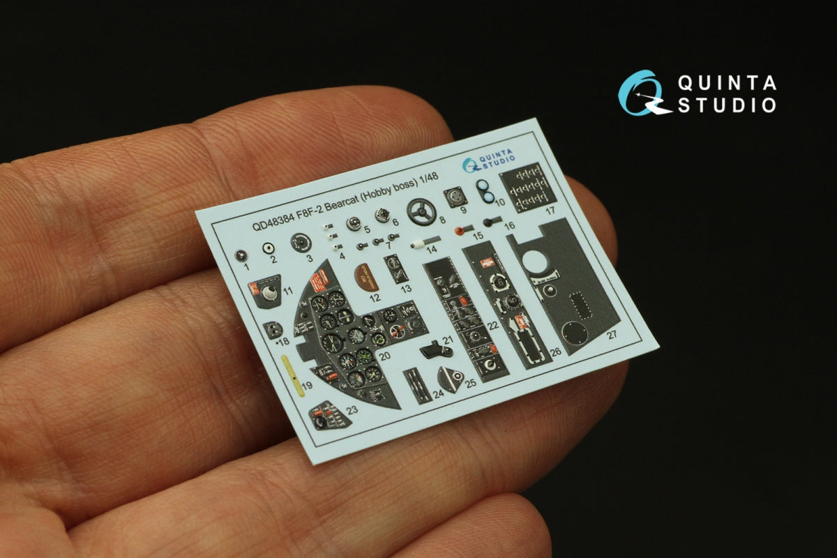 Intérieur imprimé en 3D et coloré sur papier décalcomanie Quinta Studio QD48384 F8F-2 Bearcat (Hobby Boss) 1/48 – image 3