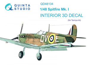 Intérieur imprimé en 3D et coloré sur papier décalcomanie Quinta Studio QD48134 Spitfire Mk.I (Tamiya) 1/48