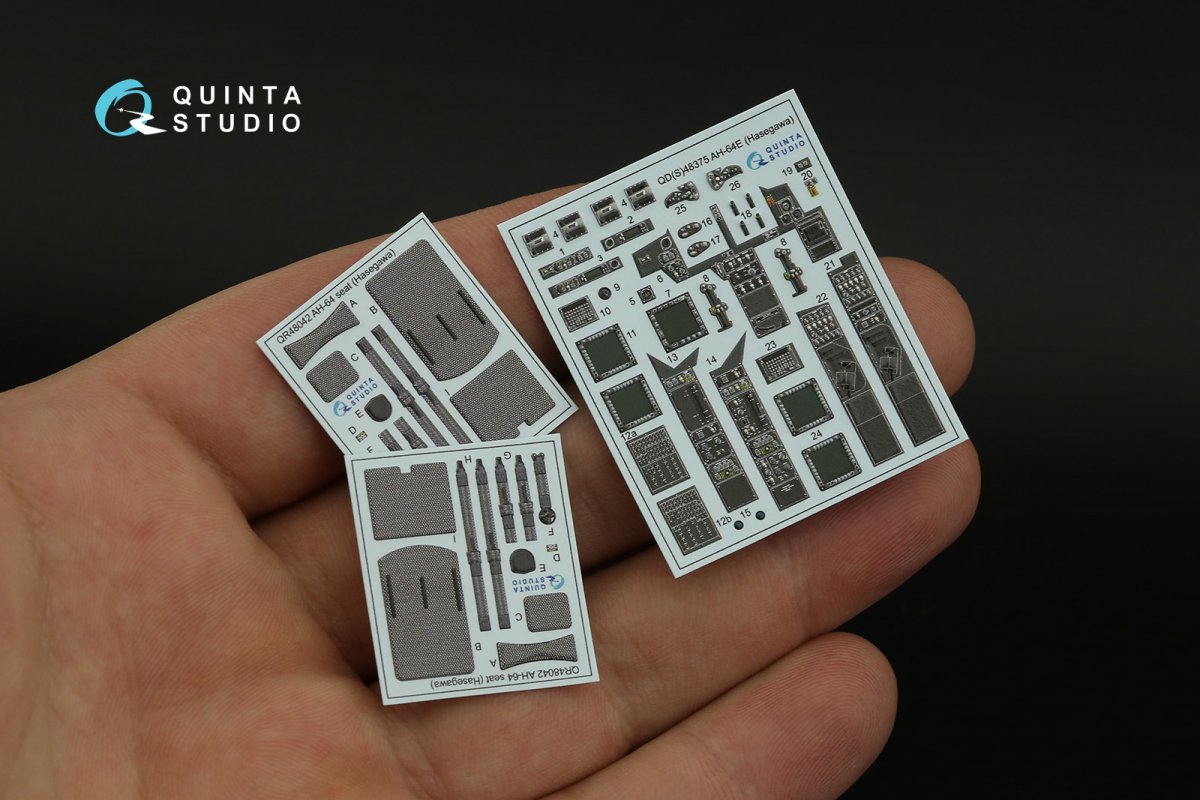 Intérieur imprimé en 3D et coloré sur papier décalcomanie Quinta Studio QD48375 AH-64E (Hasegawa) 1/48 – image 4
