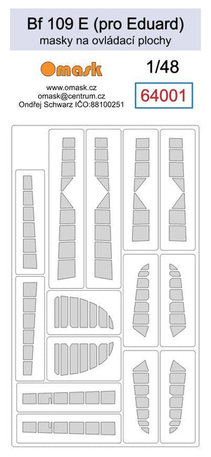Masques Omask 64001 pour surfaces de contrôle du Bf 109E (pour Eduard) au 1/48