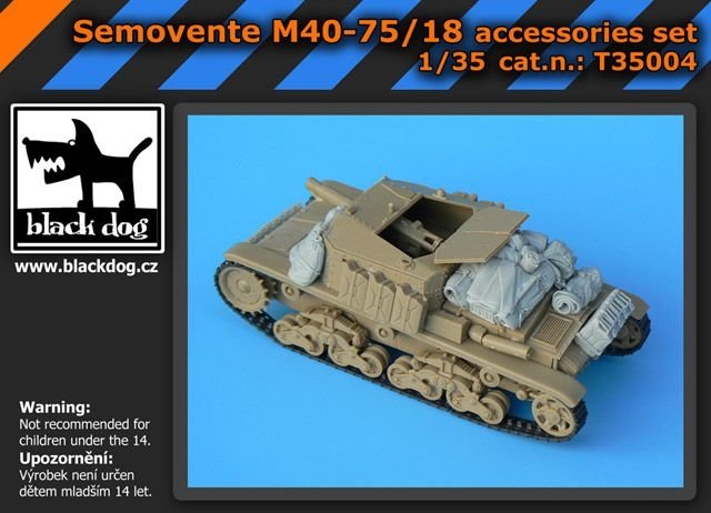 Ensemble d'accessoires Black Dog T35004 Semovente M40-75/18 pour maquettes Tamiya au 1/35