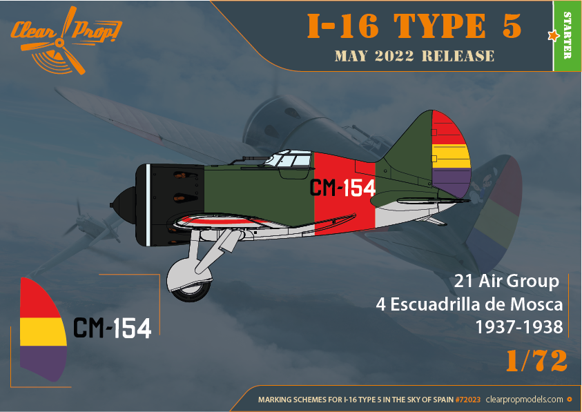 Clear Prop! CP72023 I-16 Type 5 Dans le ciel d&amp;#39;Espagne KIT DE DÉMARRAGE 1/72  – imagen 10