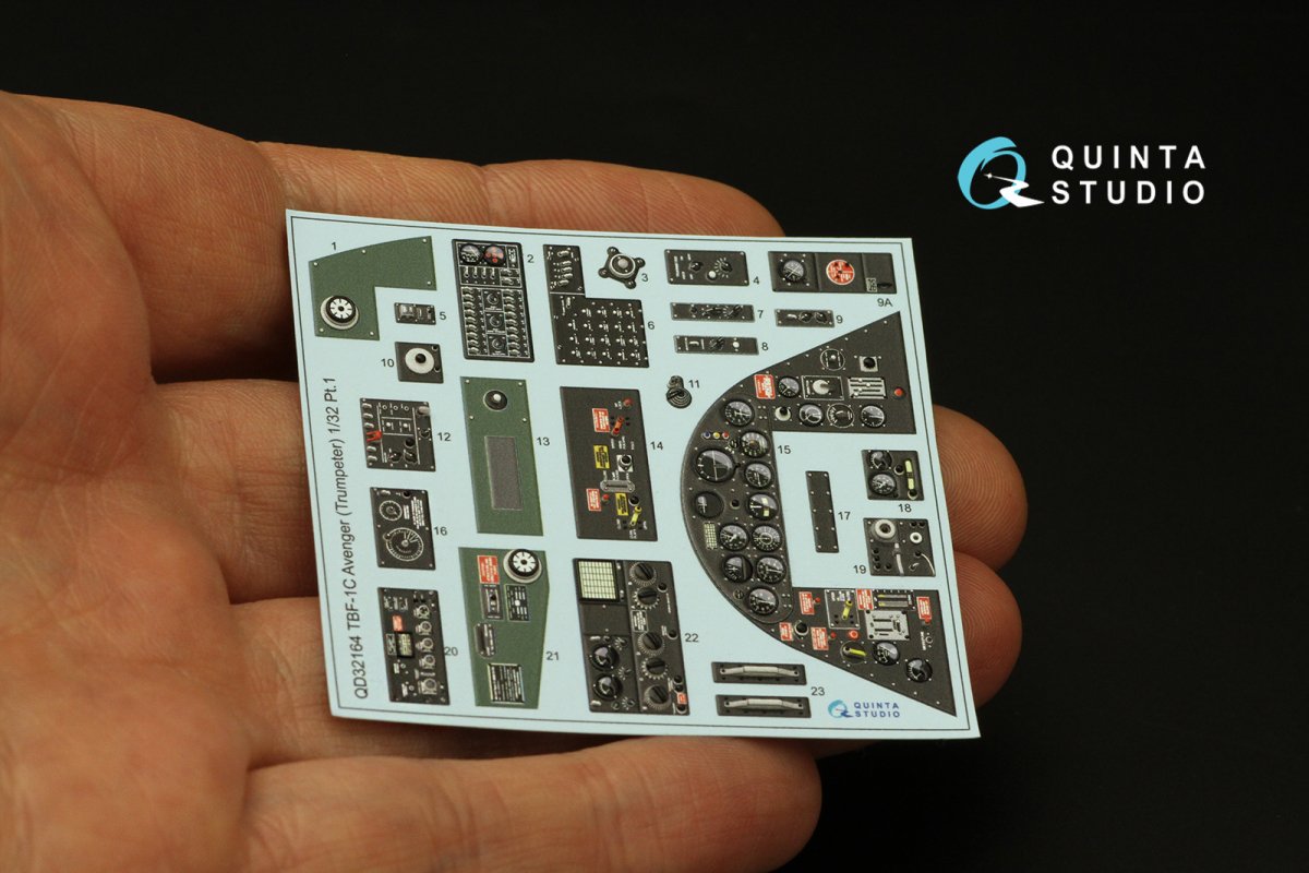 Intérieur imprimé en 3D et coloré sur papier décalcomanie Quinta Studio QD32164 TBF-1C Avenger (Trumpeter) 1/32 – immagine 3