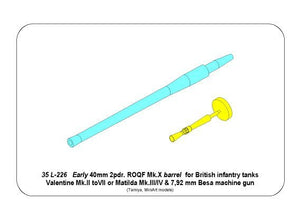 Canon Aber 35L-226 Early pour Valentine Mk.II à VII ou Matilda Mk.III/IV avec canon de mitrailleuse Besa (1/35) – imagen 2