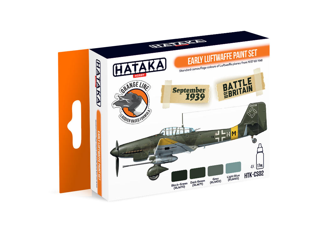 Hataka HTK-CS02 ORANGE LINE – Set de peintures Luftwaffe débutantes (4x17ml) 
