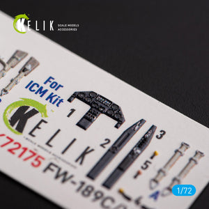 KELIK K72175 FW-189C/V-6 - interior 3D decals for ICM kit 1/72