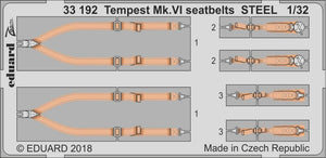 Ceintures de sécurité Eduard 33192 Tempest Mk. VI, acier, Special Hobby, échelle 1/32