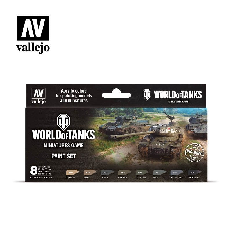 Vallejo 70245 World of Tanks Miniatures Game Paint Set 8x17ml