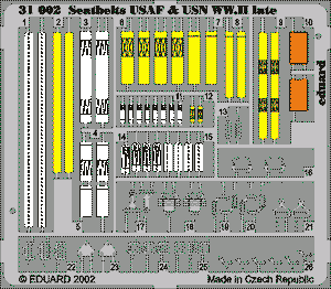 Ceintures de sécurité Eduard 32506 USAF et USN Seconde Guerre mondiale, fin de la Seconde Guerre mondiale, échelle 1/32