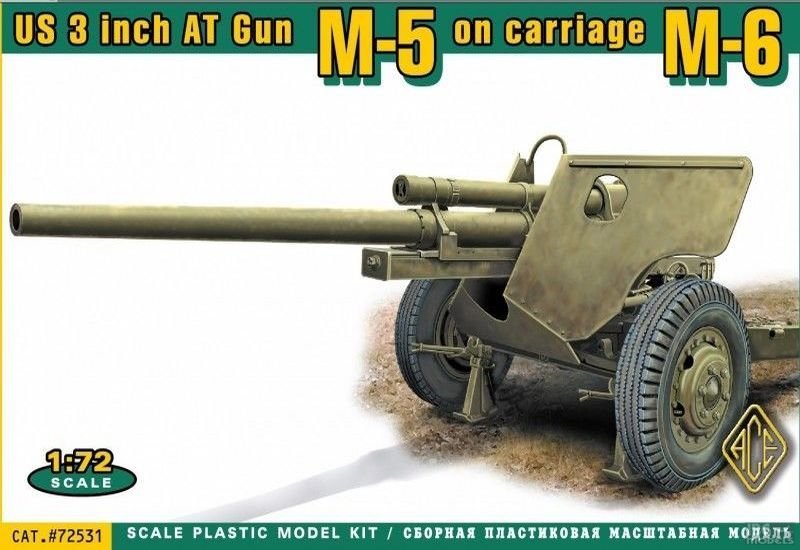 ACE 72531 Canon antichar américain de 3 pouces M5 sur affût M6 (version ultérieure) 1/72
