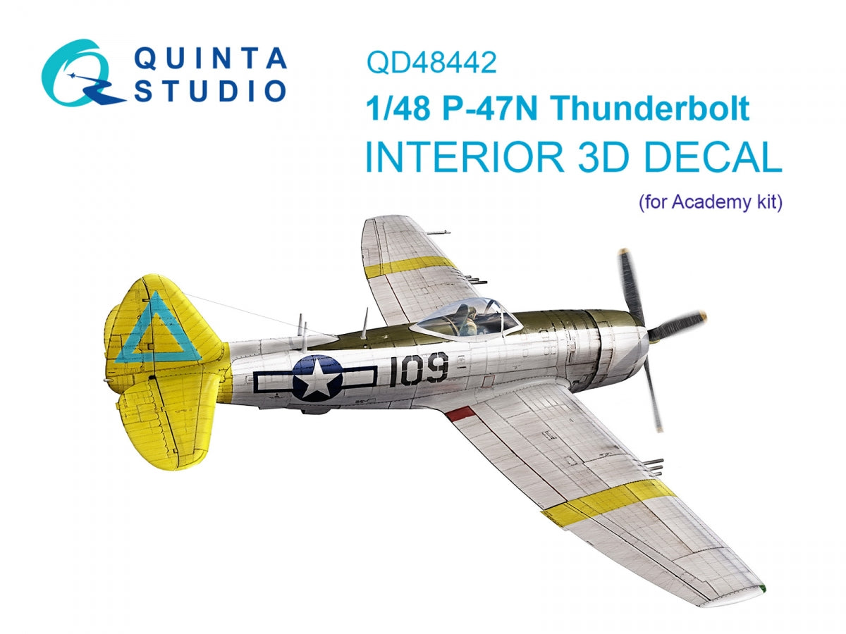 Quinta Studio QD48442 P-47N Thunderbolt Intérieur coloré imprimé en 3D sur papier décalcomanie (Academy) 1/48