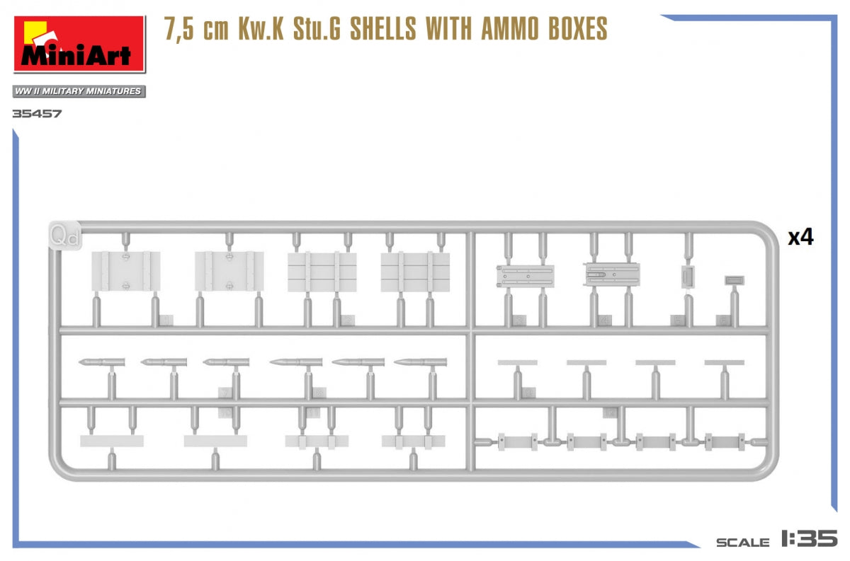 MiniArt 35457 7.5 cm Kw.K Stu.G SHELLS WITH AMMO BOXES 1/35 – image 5