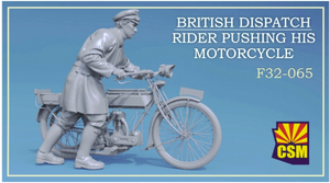 Copper State Models F32-065 Motard de liaison britannique poussant sa moto (moto non incluse) 1/32