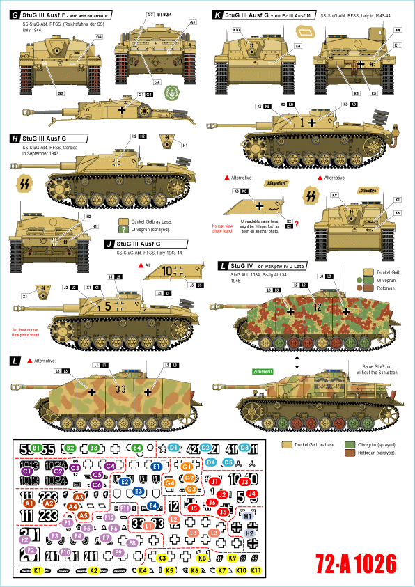 Star Decals 72-A1026 Chars allemands en Italie # 6. Sturmgeschutz. 1/72 – image 2