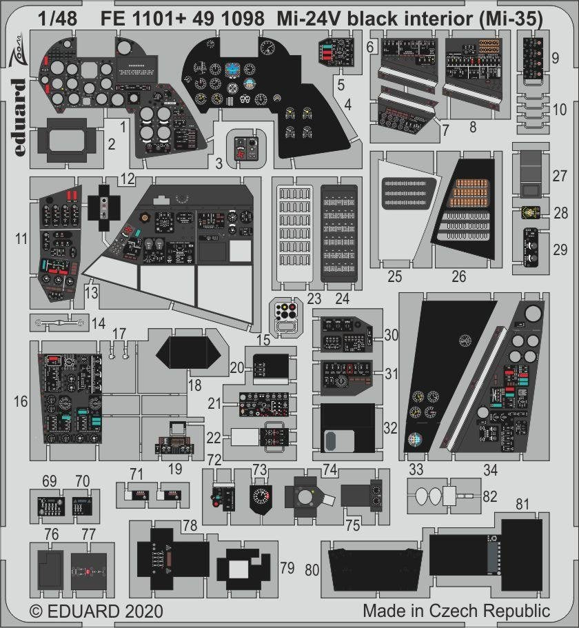 Eduard 491098 Mi-24 intérieur noir (Mi-35) 1/48 ZVEZDA