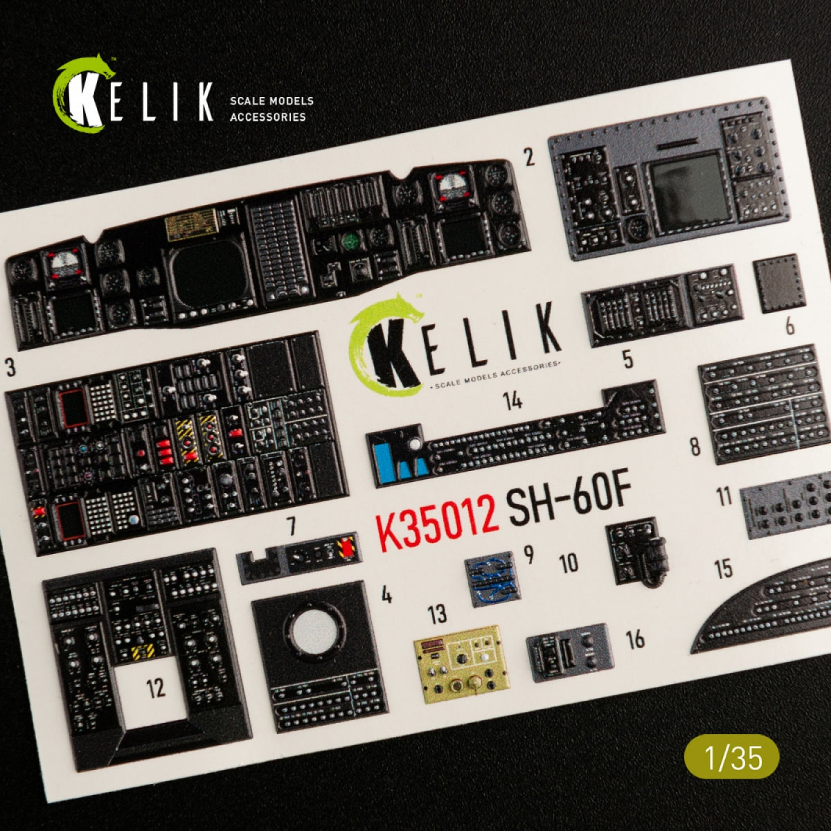 KELIK K35012 SH-60F OCEAN HAWK - Décalcomanies 3D pour intérieur de la maquette KITTY HAWK au 1/35 – image 4