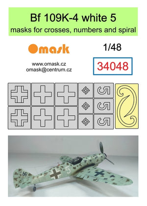 Omask 34048 Bf 109K-4 blanc 5 (masques pour croix, chiffres et spirale) 1/48