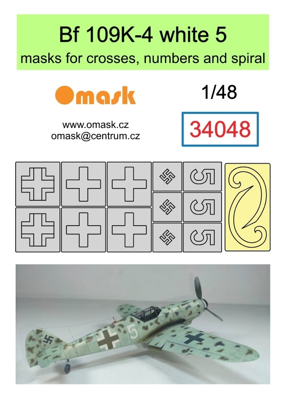Omask 34048 Bf 109K-4 blanc 5 (masques pour croix, chiffres et spirale) 1/48