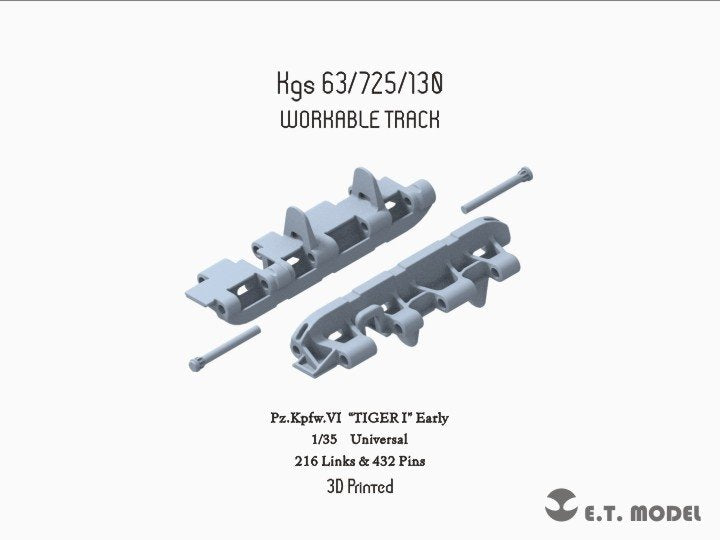ET Model P35-004 Maquette de char allemand TIGER I de la Seconde Guerre mondiale (chenille fonctionnelle, impression 3D) à l'échelle 1/35