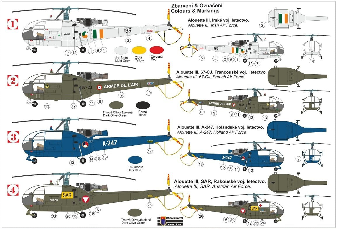 Kovozavody Prostejov KPM0278 Alouette III &amp;quot;Au-dessus de l&amp;#39;Europe&amp;quot; 1/72 – immagine 2