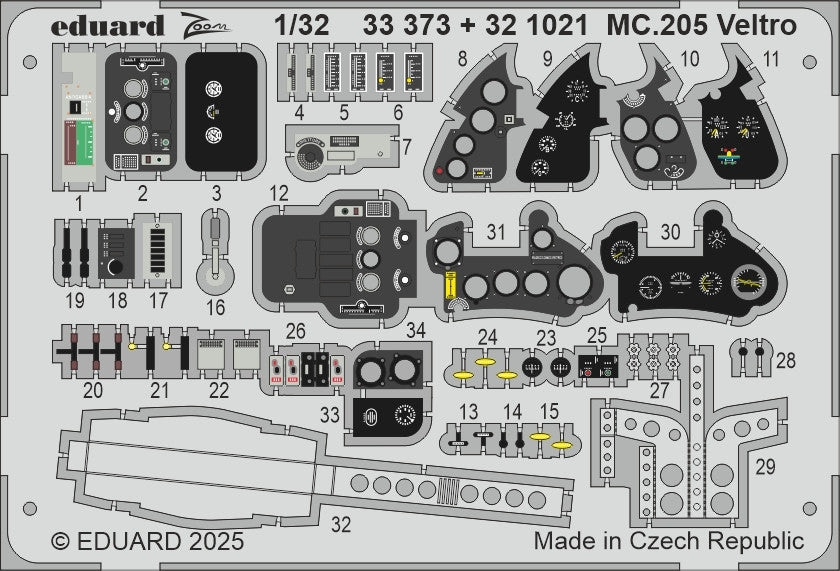 Eduard 33373 MC.205 Ensemble de détails Veltro Italeri 1/32