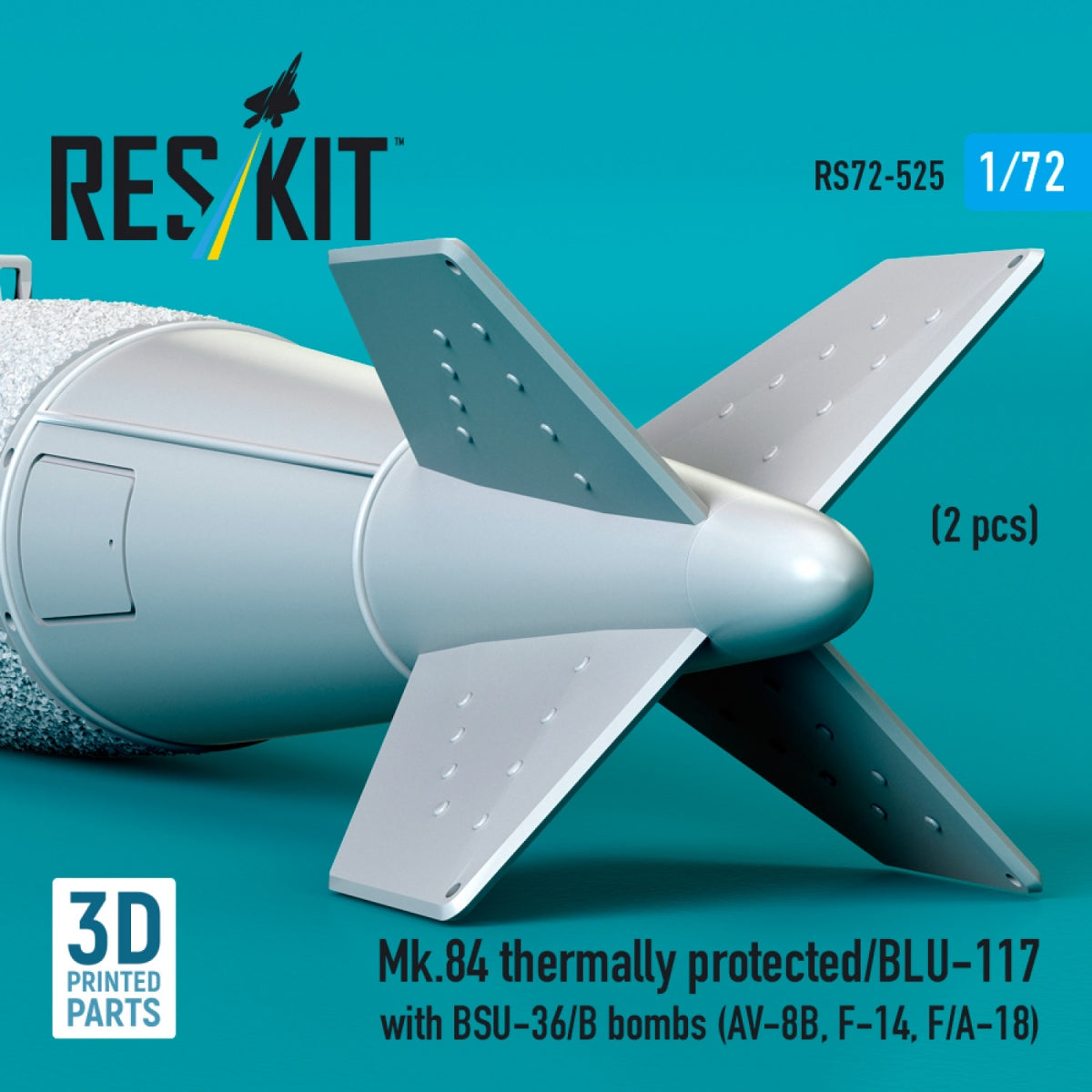 RESKIT RS72-0525 Mk.84 à protection thermique/BLU-117 avec bombes BSU-36/B (2 pièces) (Impression 3D) 1/72 – immagine 3