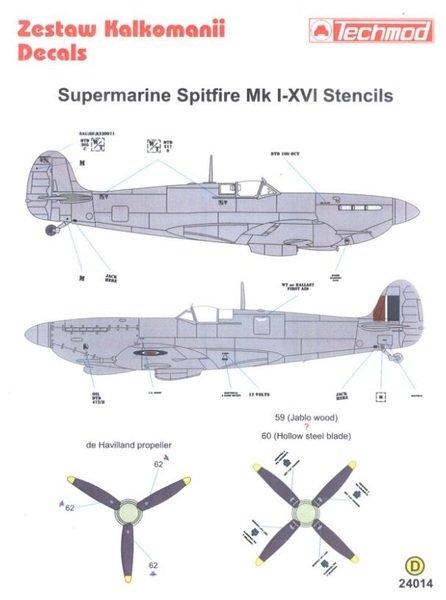 Pochoirs Techmod 24014 Spitfire (1/24)  – imagen 2