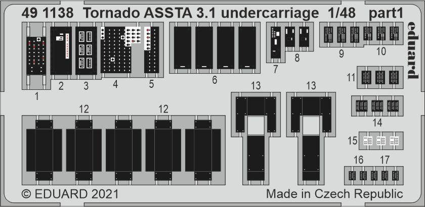 Train d&amp;#39;atterrissage Eduard 491138 Tornado ASSTA 3.1 pour Revell 1/48