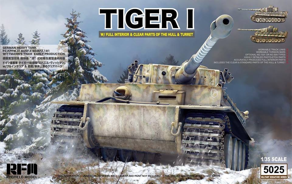 Maquette Rye Field 5025 Tiger I allemand, première production, Tiger 504 de Wittmann, intérieur complet, échelle 1/35