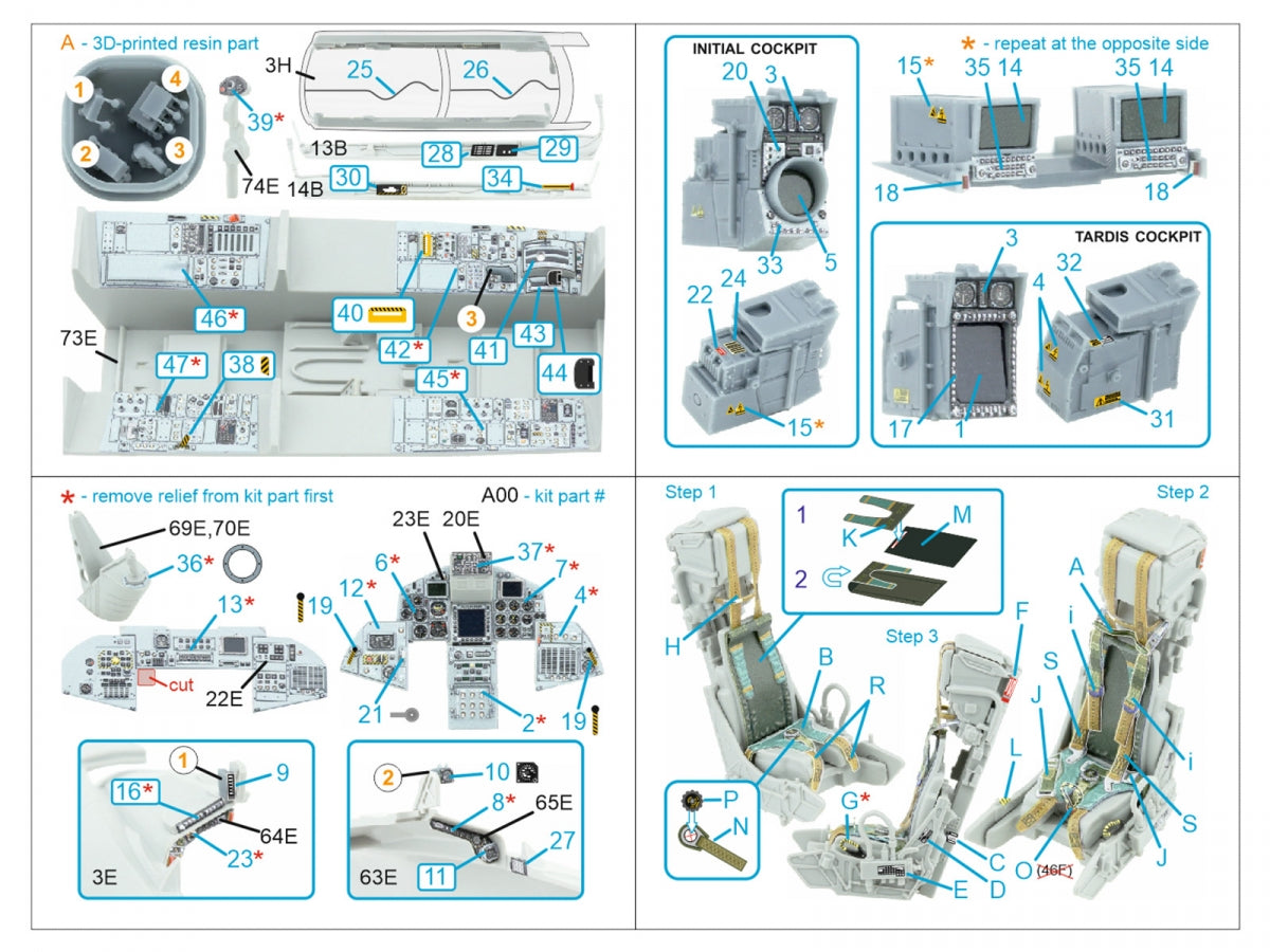 Intérieur imprimé en 3D et coloré sur papier décalcomanie (Italeri) pour Quinta Studio QD+32228 Tornado Gr.4 (avec pièces en résine imprimées en 3D) 1/32 – immagine 3