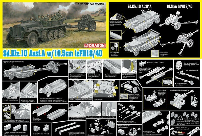 Dragon 6939 Sd.Kfz.10 Ausf.A + 10.5cm le.FH.18/40 1/35
