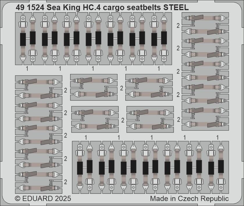 Eduard 491524 Sea King HC.4 ceintures de sécurité cargo STEEL AIRFIX 1/48 