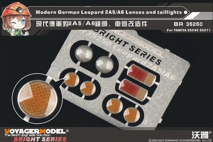 Maquette Voyager BR35250 Leopard 2A5/A6 allemand moderne, lentilles et feux arrière, échelle 1/35
