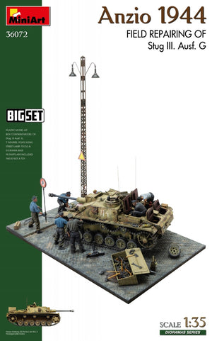 MiniArt 36072 Anzio 1944. Réparation sur le terrain d&amp;#39;un Stug III. Ausf. G. Grand coffret 1/35