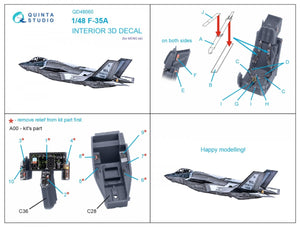 Intérieur imprimé en 3D et coloré du F-35A de Quinta Studio QD48060 (Meng) à l&amp;#39;échelle 1/48 – Bild 2
