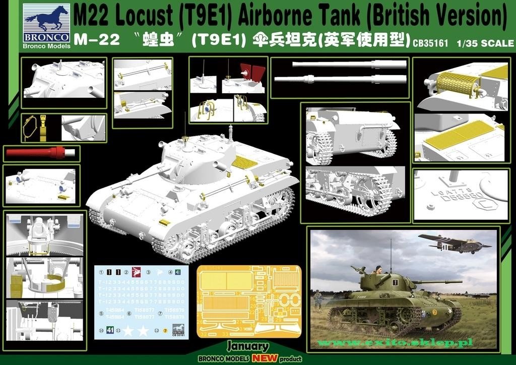 Bronco CB35161 M-22 Locust (T9E1) Char aéroporté (Version britannique) (1/35) – immagine 2