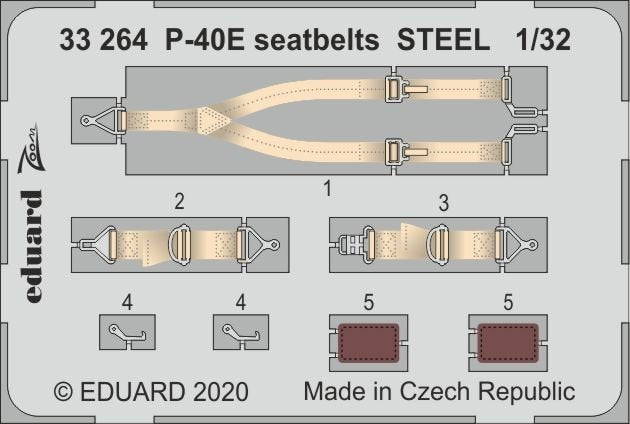 Ceintures de sécurité Eduard 33264 P-40E en acier, échelle 1/32, TRUMPETER