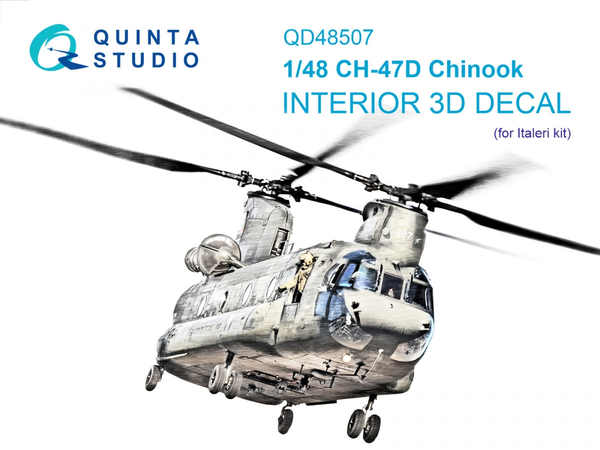 Intérieur coloré imprimé en 3D sur papier décalcomanie Quinta Studio QD48507 CH-47D (Italeri) 1/48