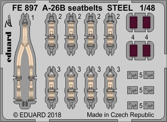 Ceintures de sécurité Eduard FE897 A-26B en acier Revell 1/48