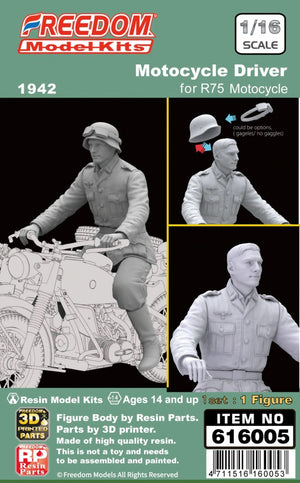 Freedom 616005 Conducteur de moto allemand de la Seconde Guerre mondiale pour R75 1/48