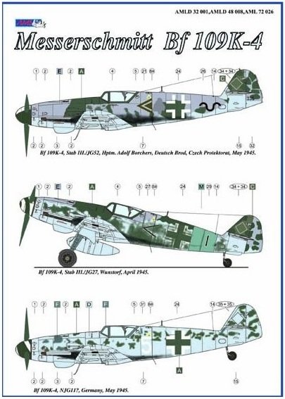 Décalcomanies AML D32001 Messerschmitt Bf 109K-4 partie I 1/32  – Bild 4