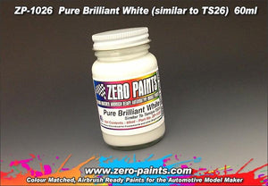 Peinture blanc brillant pur Zero Paints ZP-1026 (similaire à TS26) 60 ml